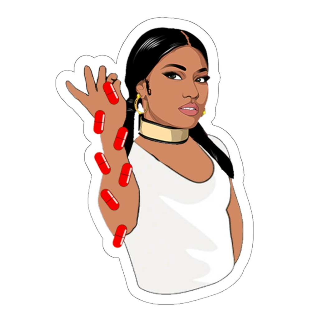 Nicki Minaj Dropping Red Pills Sticker